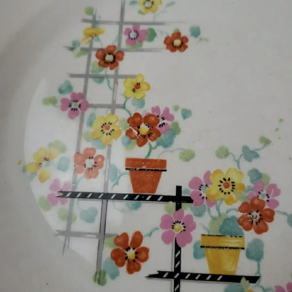 Edwin M Knowles Yorktown Oval Platter Flowers Lattice 11
